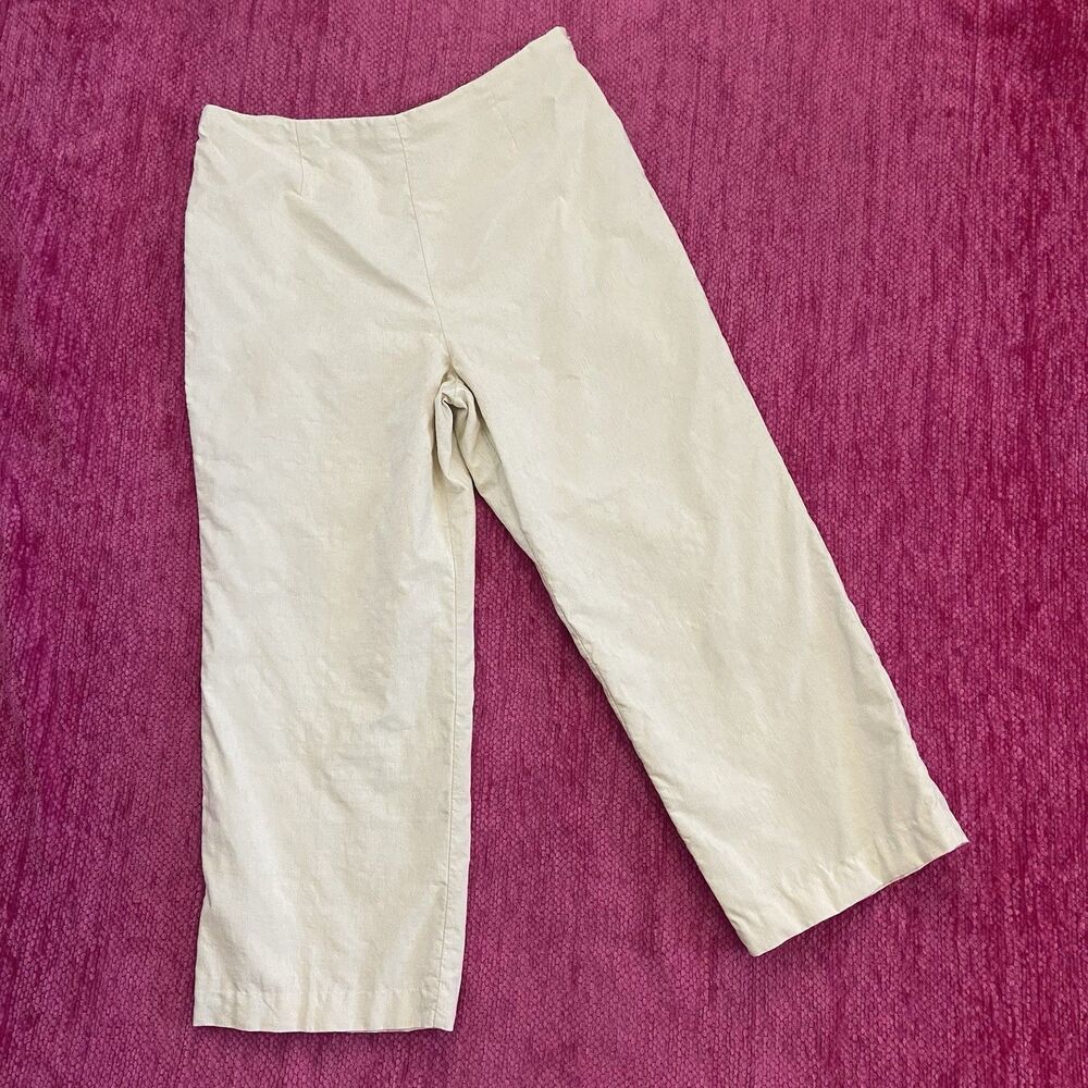 Tommy Bahama High Waist Silk Cropped Pants Cream Ivory Size 14
